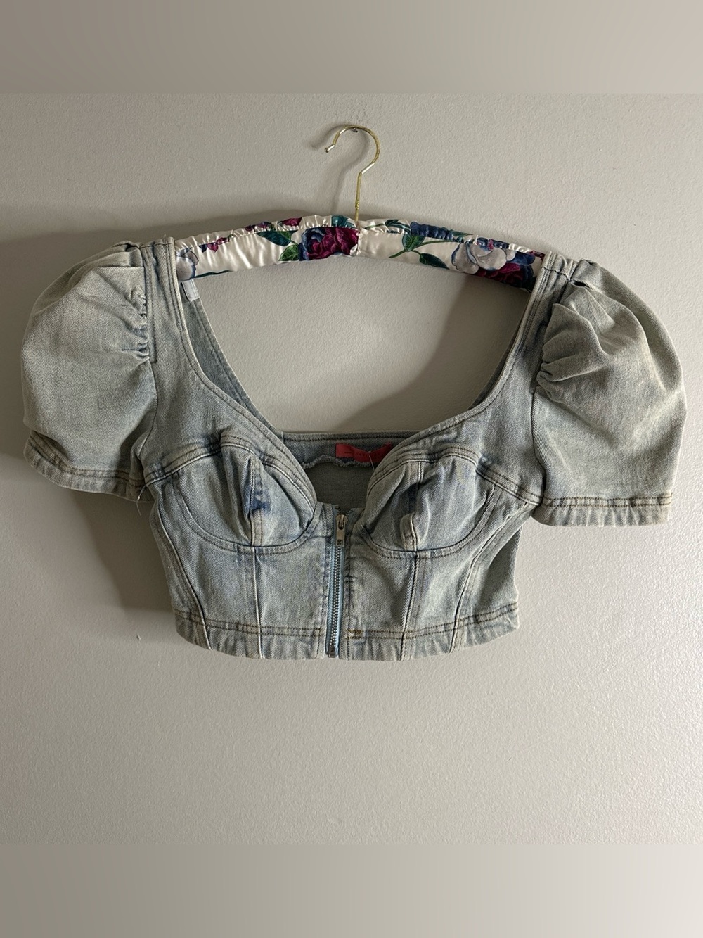 Signature8 Light Blue Denim Bustier Crop Top